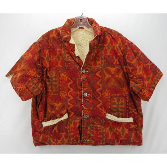 VGT Majestic Surf King Jacket Large 60s Hawaiian Tiki Terry Cloth Beach Shirt *